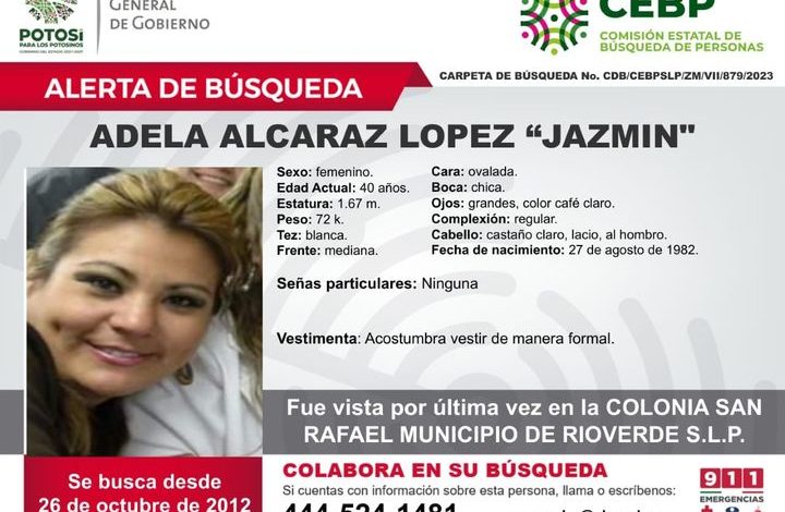  Reactivan la búsqueda de Jazmín Alcaraz, periodista desaparecida hace 11 años en Rioverde