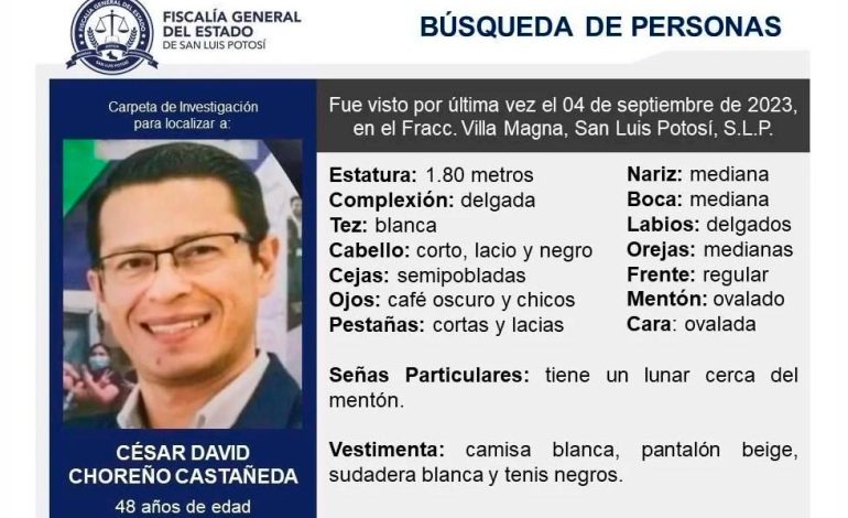  Directivo de Valeo pudo haber desaparecido en Guanajuato o Querétaro: FGESLP