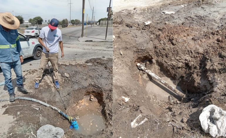  Tras un mes de afectaciones, Interapas repara fuga del eje 122