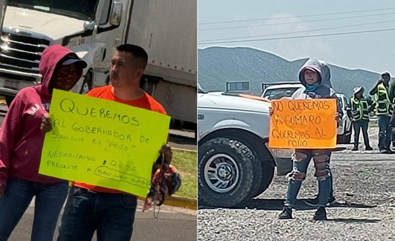  Bloquean carretera 57 por falta de agua en comunidad Guadalcázar