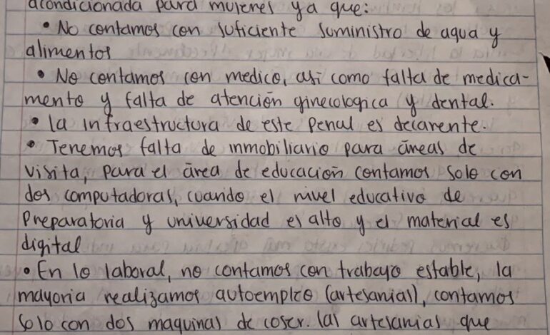  Carta desde el penal femenil de Xolol