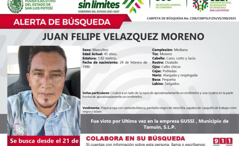  Continúa búsqueda de trabajador desaparecido en el río Tampaón