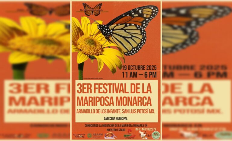  Invitan al 3er Festival de la Mariposa Monarca en Armadillo de los Infante