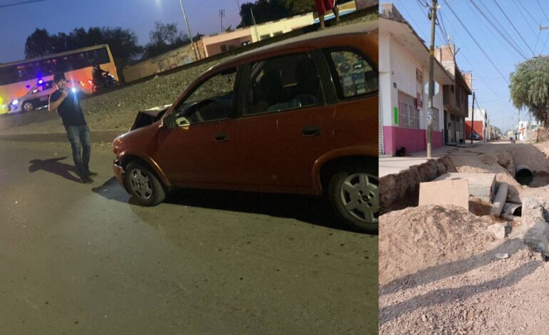  Obras inconclusas en Prolongación Moctezuma causan accidentes viales