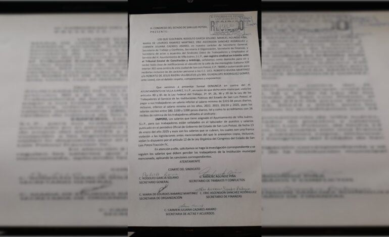  Presentan denuncia por presunto pago de salarios por debajo del mínimo en Villa Juárez