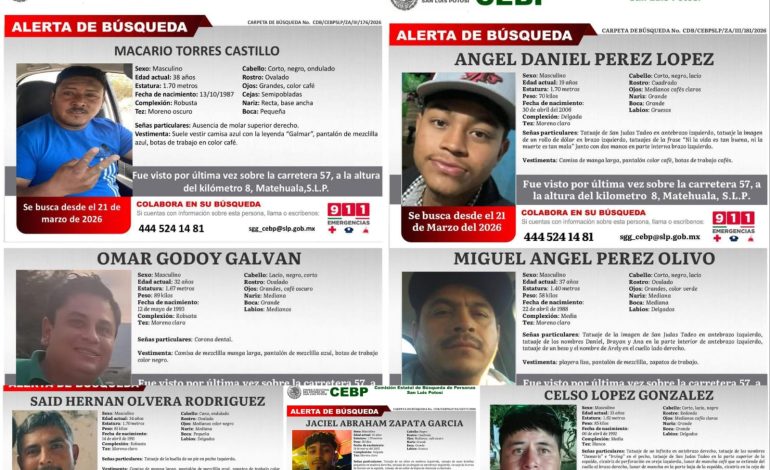  A 2 días de su desaparición, anuncian la búsqueda de 7 trabajadores en Matehuala