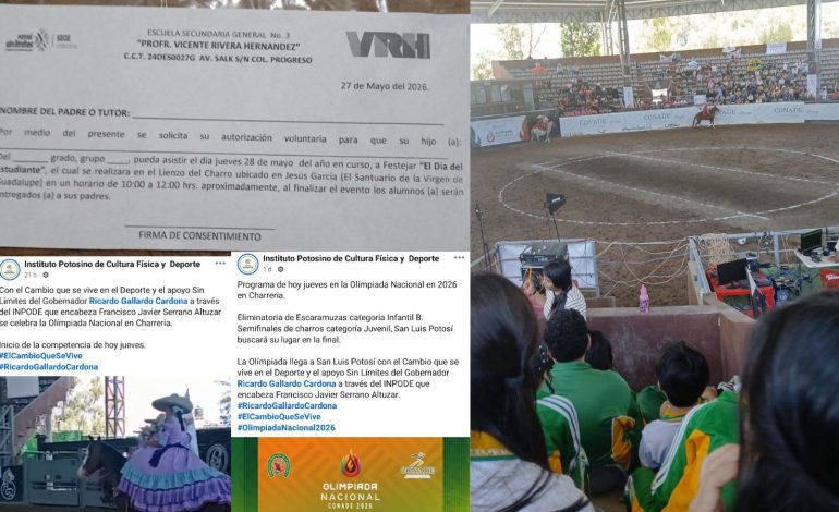  Denuncian traslado irregular de estudiantes a evento charro de la Conade en SLP