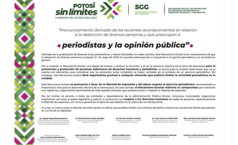  Mecanismo estatal afirma que detenidos por uso de IA no actuaban como periodistas
